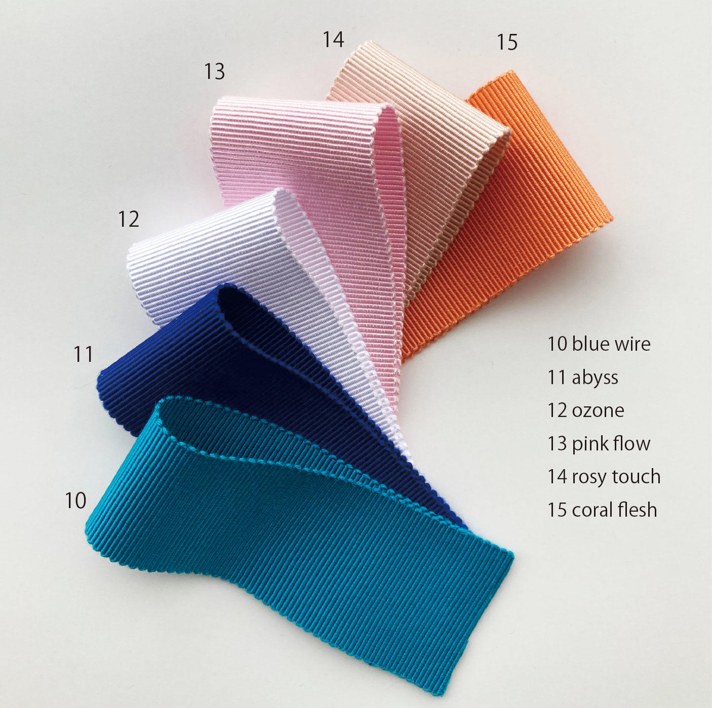 12 Grosgrain Ribbons, 10 color options